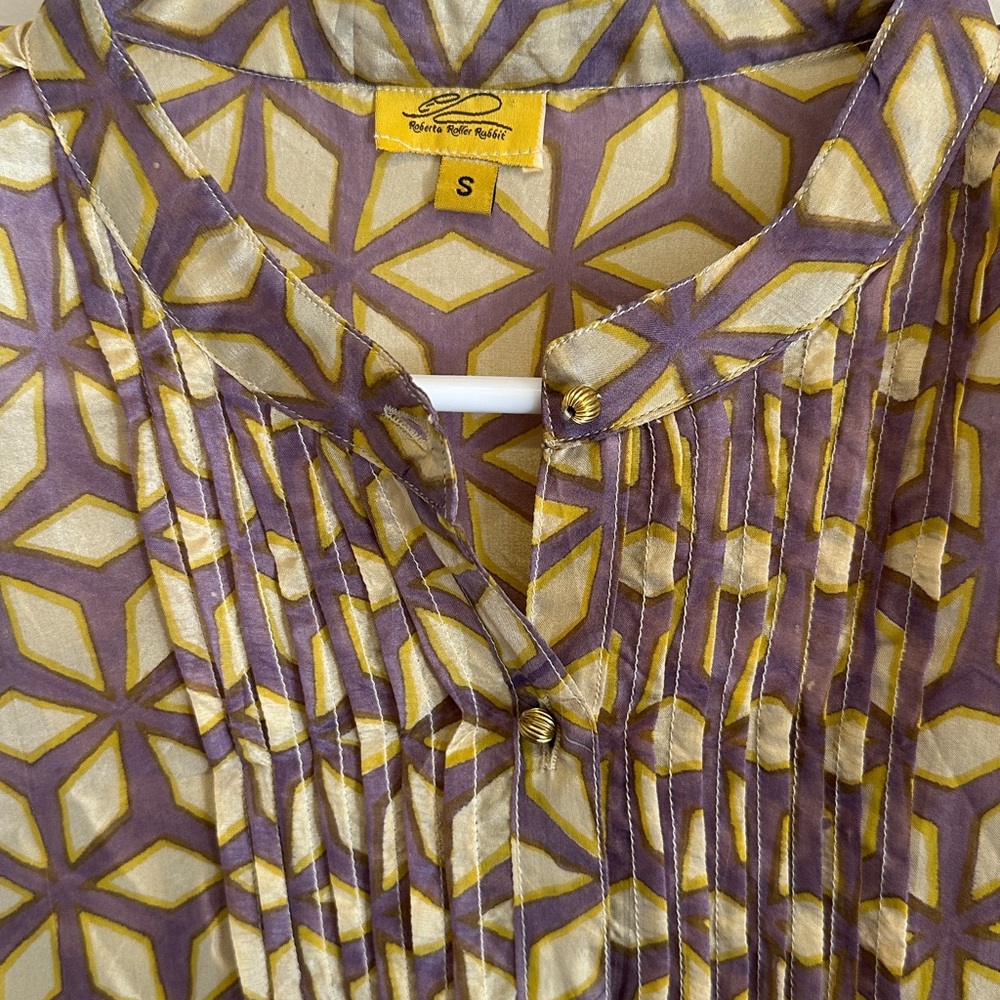 Roller Rabbit Geometric Patterned Dress in Purple and Gold - Picture 5 of 6